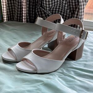 White Block Heel Sandals